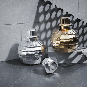 Botella de Perfume Redonda de Vidrio ABOLAND con Tapa de Rosca con Grabado Dorado, Envase Decorativo - Product Image 2