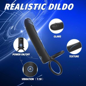 Anillo Vibrador de <span class=keywords><strong>Doble</strong></span> Penetración <span class=keywords><strong>con</strong></span> 10 Modos de Vibración, Impermeable, para Hombres - Product Image 5