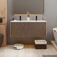 Meuble de salle de bain suspendu 48 pouces avec double vasque robinet bonde et 4 tiroirs en gros