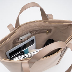 กระเป๋าโท้ทแบบเปิดปิดหนัง PU สำหรับทั้งชายและหญิงกระเป๋าสไตล์คลาสสิกสุดหรู - Product Image 3