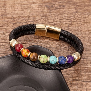 High Quality Wholesale 316L Stainless Steel Custom Fashion <b>Men</b> Gemstone Beads Bracelet - Product Image 4