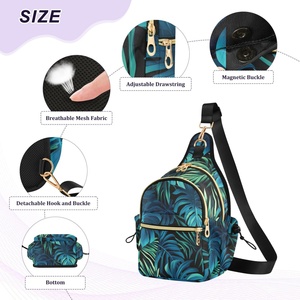 New Arrival Tropical Leaves Custom Print Single Shoulder Bag Sports Waterproof <b>Chest</b> Bag <b>Small</b> Crossbody Bag Travel Bag for Men - Product Image 3