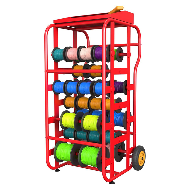 Automotive Wiring Storage Rack Portable Multi-Spool Wire Cable Dispenser Metal Wire Spool Rack with Wheel