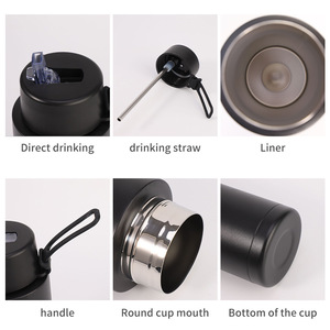 water bottle stainless steel 1000ml bpa-free Hidden <b>straw</b> lid silicone carry strap 304 stainless steel water bottle 1 litre - Product Image 6