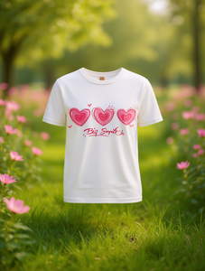 T-shirt Casual da Donna Big Smile con Stampa Cuore e Lettere, Girocollo, Manica Corta, 100% Cotone, Traspirante e Leggera per Primavera/Estate - Product Image 2