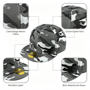 Casquette <span class=keywords><strong>Snapback</strong></span> Simple Camouflage Printemps-Automne à Visière Plate pour Hommes et Femmes, Style Baseball Street Hip Hop - Product Image 2