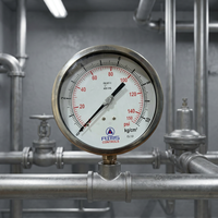 Manomètre mécanique en acier inoxydable à double échelle PSI Kg Cm2 Bar pour surveillance industrielle AIMS Controls Modèle DN65 PI100.11 4