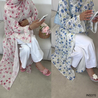 Ensemble Abaya et Hijab Imprimé de Haute Qualité de Dubaï, Style Modeste, Kimono Imprimé avec Hijab – Vente en Gros