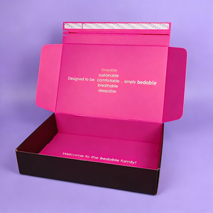 Corrugated Fluted <strong>Double</strong> <strong>Wall</strong> Corrugated Eco Shipping Box Tear Stripe Zip Tear pink Mailer <strong>Boxes</strong> with Custom logo - Product Image 1