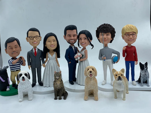 Tùy chỉnh thực hiện cha mẹ và trẻ em bobbleheads trình bày thu nhỏ điêu khắc bác sĩ cầu thủ bóng chày nhân viên văn phòng bobblehead - Product Image 4