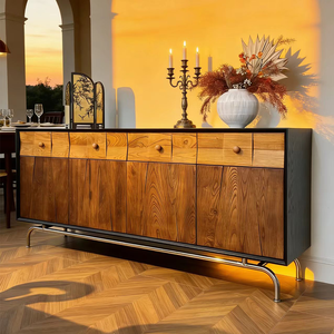 Aparador Moderno <span class=keywords><strong>de</strong></span> Lujo con Cajones, Mueble <span class=keywords><strong>de</strong></span> Madera <span class=keywords><strong>de</strong></span> Nogal, Soporte <span class=keywords><strong>de</strong></span> Acero Inoxidable, Mesa <span class=keywords><strong>de</strong></span> <span class=keywords><strong>Entrada</strong></span> para Sala <span class=keywords><strong>de</strong></span> Estar, Mueble <span class=keywords><strong>de</strong></span> Pasillo - Product Image 1