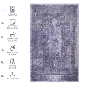 DB Tapis pliables antidérapants à poils bas 5x8 Rectangle lavable pour chambre à coucher-Techniques 3D adaptées aux enfants et aux animaux de compagnie - Product Image 6