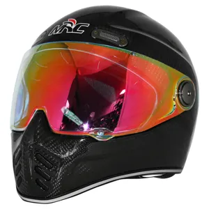 Casco Sec con logotipo personalizado para motocicleta, visera doble de fibra de carbono, casco de cara completa Retro, casco para motocicleta