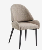 Chaise de salle à manger rembourrée moderne avec accoudoirs, chaise de salle à manger de luxe, pieds en métal noir, chaise d'appoint de loisirs pour la maison et le restaurant