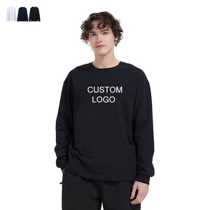 High Quality Knitted Solid 230GSM Loose Fit O-Neck Long Sleeve <b>T</b> <b>Shirt</b> Sorona <b>Cool</b> Feeling Casual <b>T</b>-<b>shirt</b> Custom Logo Tshrit - Product Image 1