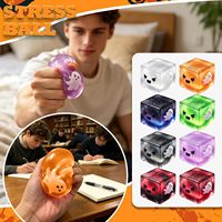 Jouet Squishy Cube Fantôme d'Halloween Transparent Pailleté, Jouet Anti-Stress à Presser, Jouet Doux pour Enfants, Cadeau de Fête d'Halloween
