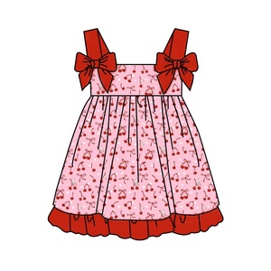 Abito da bambina con stampa floreale e farfalle, vestito estivo senza maniche con cinturino a fiocco - Product Image 5