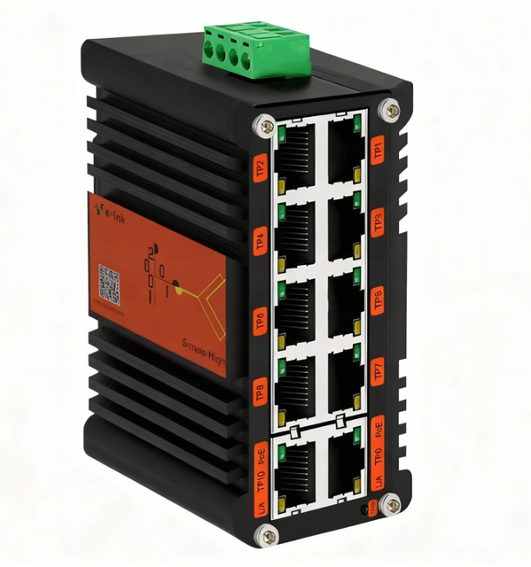 E-link LNK-TH010P Gigabit PoE Switch 240W 802.3at Industrial 10-Port IP40 -40~80C VLAN Support Full-Duplex Stock