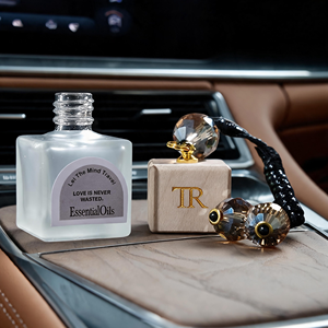 Luxury TR Brand <b>Car</b> Hanging <b>Diffuser</b> Frosted Square Glass <b>Bottle</b> Wooden Lid For Modern Interior Decor Wholesale Private Label - Product Image 4