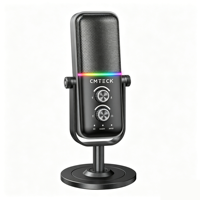 Microphone de studio professionnel à condensateur USB avec suppression du bruit et éclairage RGB pour le streaming et le podcasting (modèle 2026)