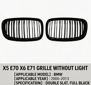 Parrilla Delantera Negra AURON Estilo Riñón Doble Listón ABS para X5 X6 E70 E71 2007-2013, Parrilla de Modificación para Automóvil - Product Image 3