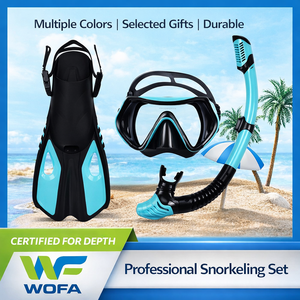 Masque de plongée en verre trempé durable pour plongée transfrontalière, ensemble de plongée trois-en-un, lunettes de plongée Gaojing <span class=keywords><strong>et</strong></span> palmes pour la plage - Product Image 1