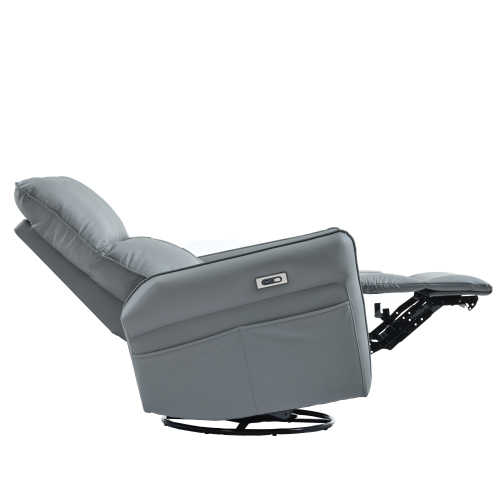 Electric Swivel Rocking Chair for Small Spaces Extendable Feature Synthetic Leather Upholstery for Living Room Sofas FCJ