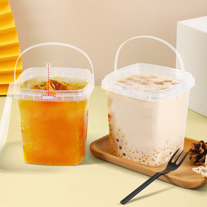 Vaso de Plástico PP Transparente Cuadrado de 1000 ml para Té de Frutas, Té con Leche, Jugo y Bebidas, Moldeado por Inyección, con Logotipo Personalizado, Venta al Por Mayor - Product Image 1