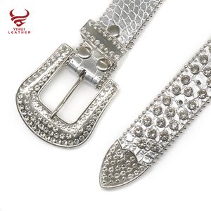 Custom Western Cowboy Men Leather cocodrilo PU Leather Rhinestone Cinturones Diseñador Boys Inspirado White Diamond Cinturones para hombres - Product Image 5