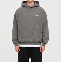 Sweat à capuche ample et décontracté pour homme, style vintage, coupe oversize, 100 % coton French Terry, doublé, délavé et vieilli