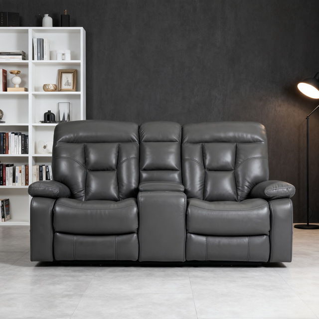 Modern Double Leather Sofa - Electric Recliner with USB Charging, Cup Holder, Storage Space (Multifunctional)