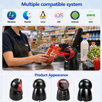 Escáner de Código de Barras de Escritorio Manos Libres YUANAIDC, Lector de Códigos QR 1D 2D con Sensor Automático, Cable USB para Caja Registradora y Punto de Venta