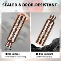 Bouteille d'eau en cuivre plaqué 800 ml, martelée à la main, texturée, pour eau froide, idéale pour le yoga