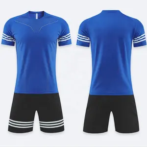 Striped Blue And White Soccer Clothing Uniform Set Retro Custom Soccer Jersey For Sale