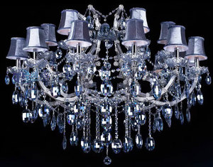 Lámpara de Araña de Cristal María Teresa RHD, Clásica y Elegante, con Lámparas Azules y Blancas Centrales, Altura Ajustable, para Uso en Hoteles, Incluye Proyecto - Product Image 6