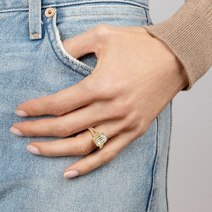 Bague de fiançailles élégante en or pour femme, pierre scintillante, bijoux de mode pour mariage et anniversaire - Product Image 3