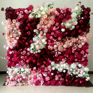Mur de fond floral premium SMOOTH A03-269 Ombre Fuchsia, rouleau de mur de fleurs artificielles, fond de mariage - Product Image 1