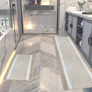 Schwarze Badezimmer teppiche Set Bade matte für Bad teppich Runner Rutsch fester Plüsch Bad teppich Wasser absorbierende Badezimmer matte