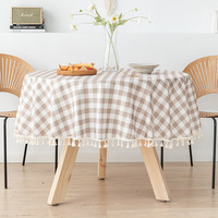 Nappe à carreaux en mélange de coton, résistante à la poussière, lavable, faite à la main, style rustique, pour café, fête, cuisine
