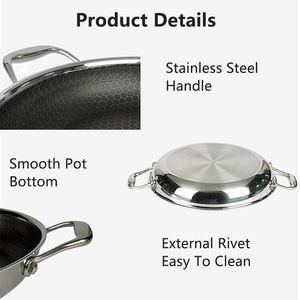 Poêle à <span class=keywords><strong>Paella</strong></span> espagnole directe d'usine 28cm Double poignée SS 304 nid d'abeille antiadhésif 5 plis ustensiles de cuisine fruits de mer poêle à frire cuisinière électrique - Product Image 3