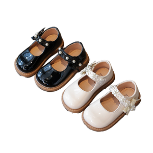 Toptan Basit Moda Mary Jane İnci Çiçekli Fiyonklu Yüksek Kaliteli Cırtlı Tasarım Tatlı Bebek Günlük Kız Çocuk Ayakkabıları - Product Image 1
