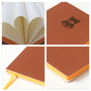 Carnet en cuir PU personnalisable A5 de haute qualité avec motif <span class=keywords><strong>petit</strong></span> ours, couverture souple et bordure colorée mignonne, reliure rigide pour l'école, emballé en OPP - Product Image 6