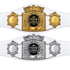 Ceinture de champion de boxe personnalisée en cuir PU blanc avec logo d'aigle or et argent, ceinture de boxe en cuir personnalisée MMA - Product Image 1