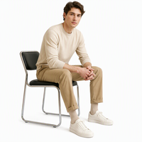 Chaise de conférence empilable contemporaine en métal chromé et cuir PU sans accoudoirs pour bureau commercial, hôtel et réunion