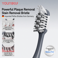 Brosse à dents pour hommes, importée d'Allemagne, poils Pedex, dureté moyenne, technologie X-Cross Tufting, élimination des taches, pointe inclinée allongée, logo personnalisé, OEM