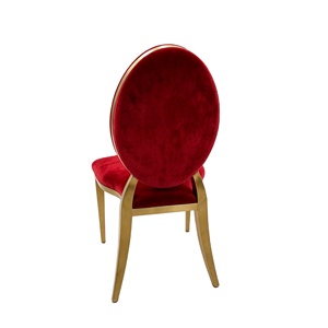 Chaises de salle à manger empilables en métal à dossier rond, en velours rouge royal et or, pour mariages, adultes, événements et salles de bal - Product Image 3