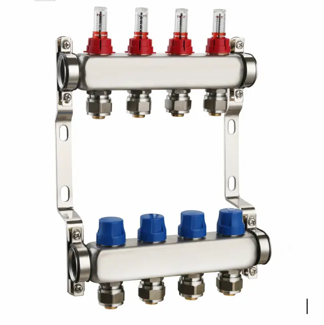 Componenti di controllo del collettore di riscaldamento a pavimento in acciaio inossidabile del sistema di riscaldamento a pavimento idraulico personalizzato