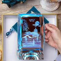 3D intagliato UV stampa Laser inciso cubo di cristallo LED luce Base decorazione per la casa Business regalo angelo tema per san valentino