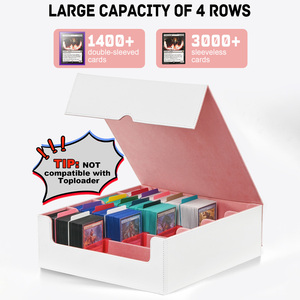 Boîte à cartes en cuir PU JUZI en gros, quatre rangées, aimants intégrés, boîte de rangement de luxe pour cartes à collectionner avec impression personnalisée - Product Image 5
