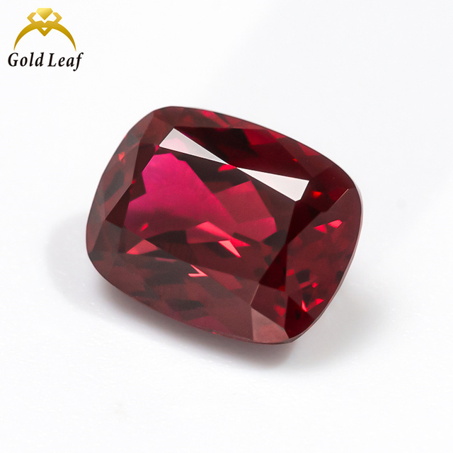 Goldleaf GRC Certified Long Cushion Cut Pigeon Blood Red Lab Grown Sapphire Loose Gemstones for Jewelry Making